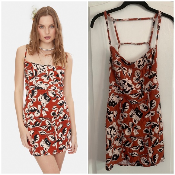Free People Dresses & Skirts - Free People Bring It Back Floral Mini Slip Dress Sz S